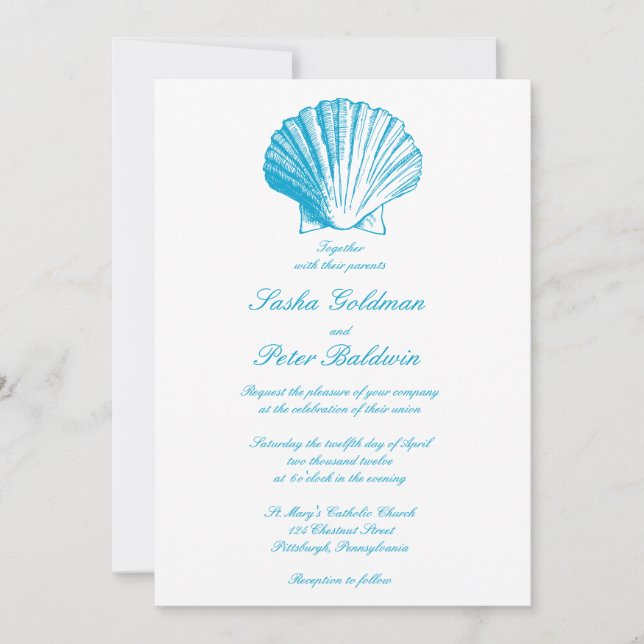 Convite para Casamento de Casamentos no Mar Azul O (Frente)
