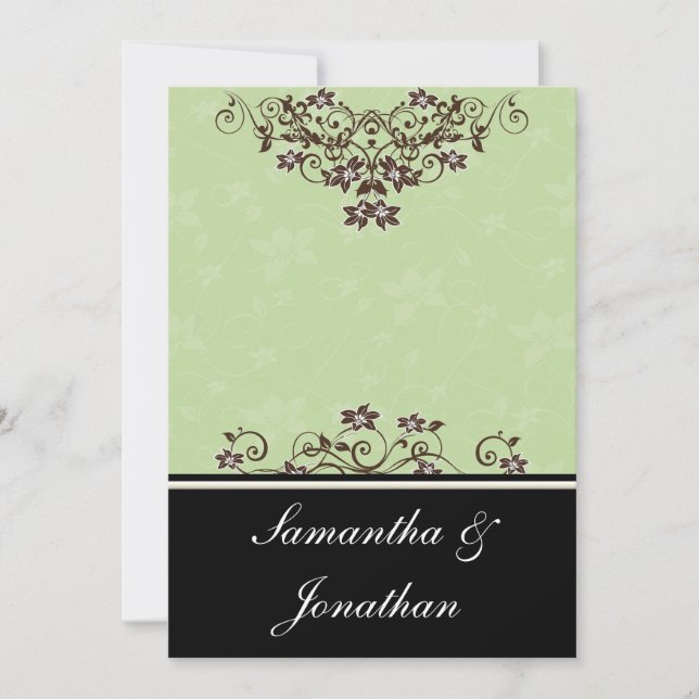 Convite Para Casamento De Castanho E Verde (Frente)