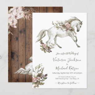 Convite Para Casamento De Cavalo Branco Floral