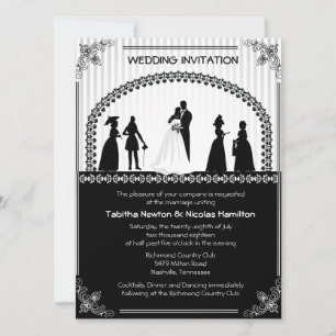 Convite para Casamento de Cena de Casamento vintag