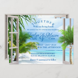 Convite para Casamento de Cena de Praia Tropical