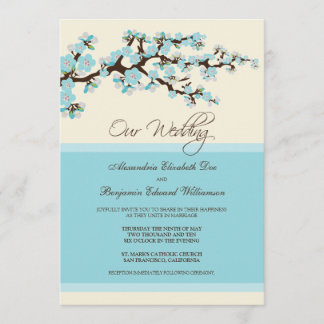 Convite para Casamento de Cerejeira Blossom (azul)
