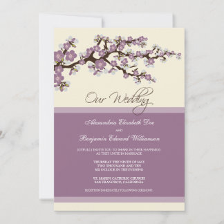Convite Para Casamento De Cerejeira Blossom (Púrpu