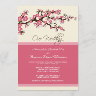 Convite para Casamento de Cerejeira Blossom (rosa)