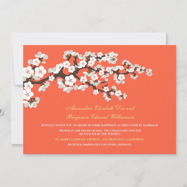 Convite para Casamento de Cerejeira Blossoms (cora (Frente)