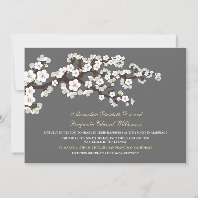 Convite Para Casamento De Cerejeira Blossoms (Plat (Frente)