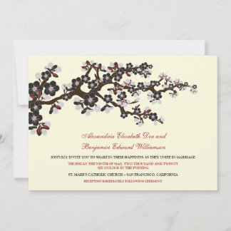 Convite para Casamento de Cerejeira Blossoms (pret