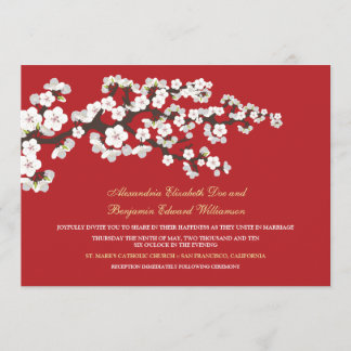 Convite Para Casamento De Cerejeira Blossoms (Verm