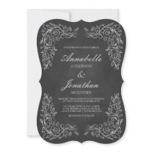 Convite para Casamento de Chalkboard Filigree Eleg