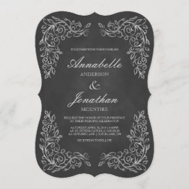 Convite para Casamento de Chalkboard Filigree Eleg