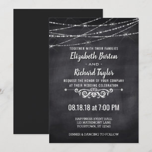 Convite para Casamento de Chalkboard Luzes de Cord