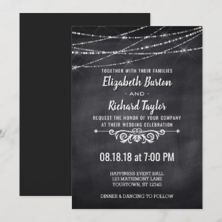 Convite para Casamento de Chalkboard Luzes de Cord