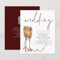 Convite para Casamento de Champanhe Moderno de Orç