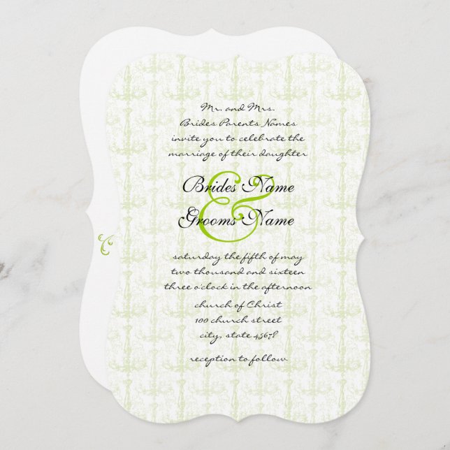 Convite para Casamento de Chandelier, Anônimo Verd (Frente/Verso)