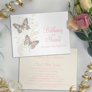 Convite para casamento de chantilly cor-de-rosa