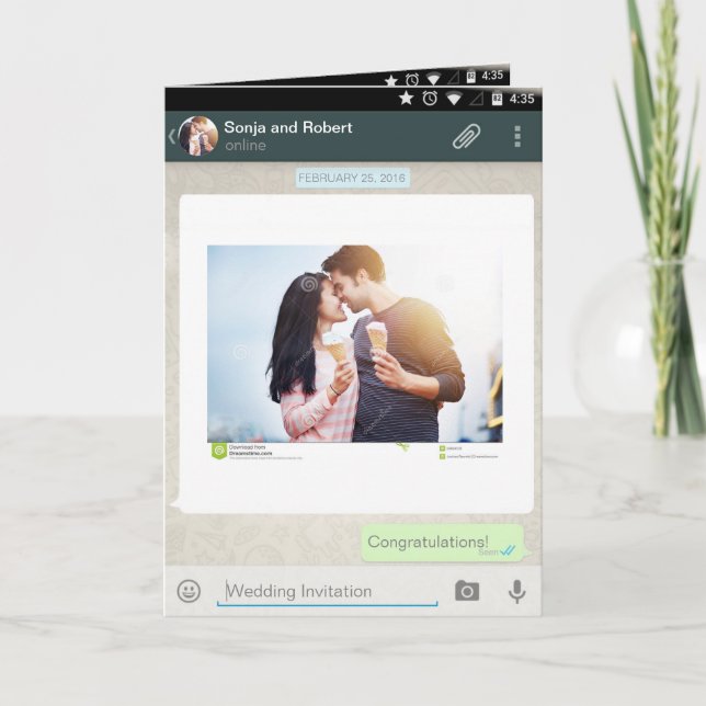 Convite para Casamento de Chat do Android do Whats (Frente)