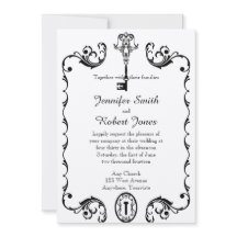 Convite para Casamento de Chave Negra e Branca