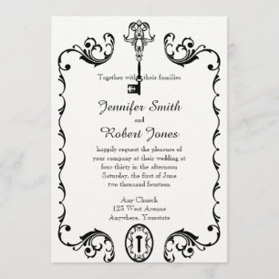 Convite para Casamento de Chave Negra e Branca
