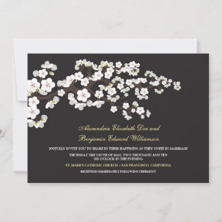 Convite para Casamento de Cherry Blossoms (ebony)