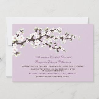 Convite para casamento de Cherry Blossoms (lilac)
