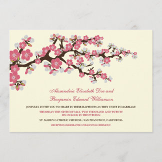 Convite para casamento de Cherry Blossoms (rosa co