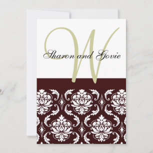 Convite para Casamento de Chocolate Brown Damask M