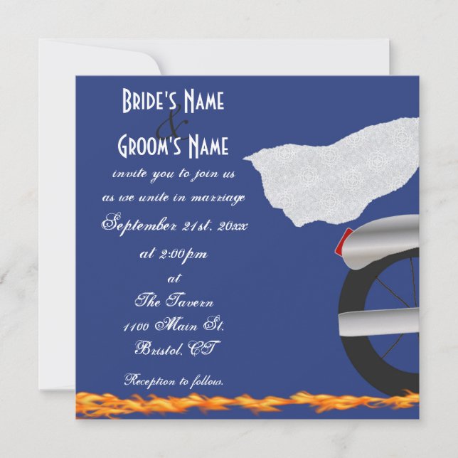 Convite para Casamento de Chrome e Lace Biker (Frente)