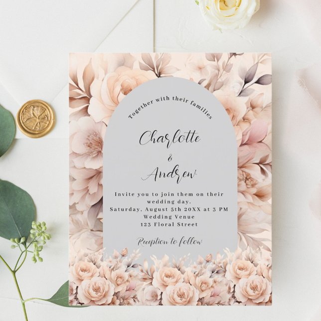 Convite para casamento de cinza creme (Criador carregado)
