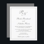 Convite para Casamento de Cinza de Monograma Elega<br><div class="desc">O convite de casamento do estilo tradicional, com um design simples e clássico com seu monograma inicial e seus nomes em um dentro de caligrafia elegante de uma fronteira fina. Todos os elementos de design estão em cinzas médias sobre um fundo branco e podem ser alterados na ferramenta de edição...</div>