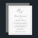 Convite para Casamento de Cinza de Monograma Elega<br><div class="desc">O convite de casamento do estilo tradicional, com um design simples e clássico com seu monograma inicial e seus nomes em um dentro de caligrafia elegante de uma fronteira fina. Todos os elementos de design estão em cinzas médias sobre um fundo branco e podem ser alterados na ferramenta de edição...</div>