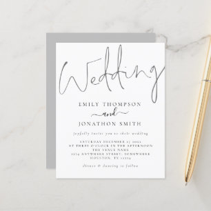 Convite para Casamento de Cinzas Brancas de Script