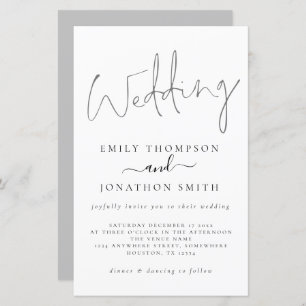 Convite para Casamento de Cinzas Brancas de Script