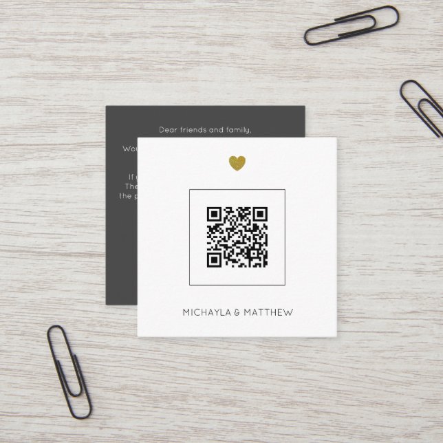 Convite para Casamento de Cinzas de Código QR Mini (Frente/Verso In Situ)