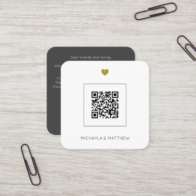 Convite para Casamento de Cinzas de Código QR Mini (Frente/Verso In Situ)