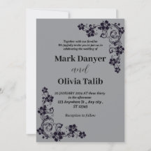 Convite para casamento de cinzas / design simples 