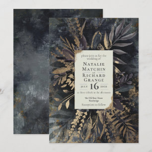 Convite para casamento de cinzas Douradas e ardida