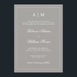 Convite para Casamento de Cinzas Profundas na moda<br><div class="desc">Este convite de casamento elegante apresenta uma sombra profunda de cinzas e quadro branco e texto. Você pode personalizar o topo com suas iniciais. Um olhar moderno,  porém clássico,  numa cor de casamento tendenciosa.</div>