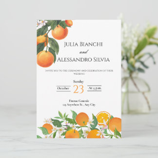 Convite para Casamento de Citrus Orange Blossom, I
