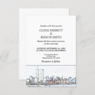 Convite para Casamento de Cityscape em Linha do No