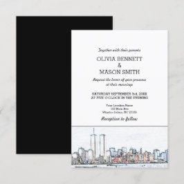 Convite para Casamento de Cityscape em Linha do No