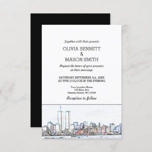 Convite para Casamento de Cityscape em Linha do No