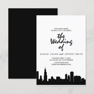 Convite para Casamento de Cityscape em Linha Skyli