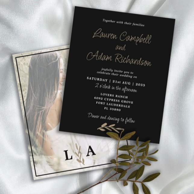 Convite para Casamento de Classe Preta e Branca (Criador carregado)