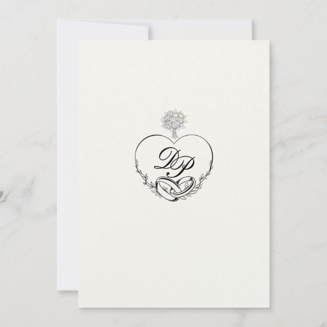 Convite para Casamento de Clássica do Monograma Ro (Verso)