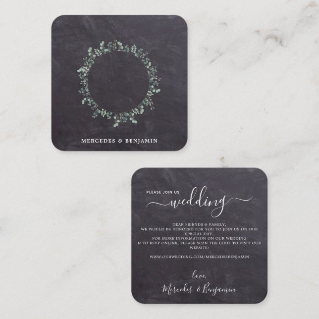 Convite para Casamento de Código QR Botânico Rusti (Frente/Verso)