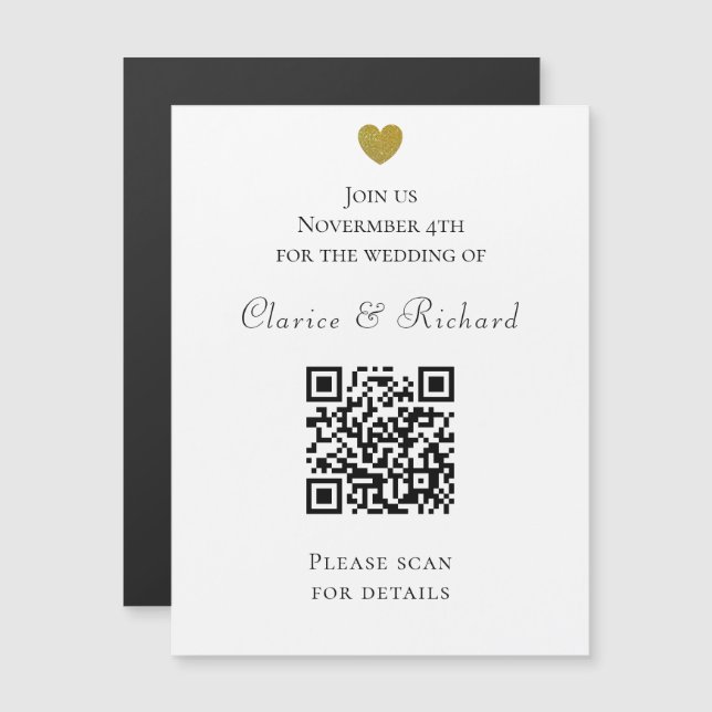 Convite para Casamento de Código QR Branco Moderno (Frente/Verso)