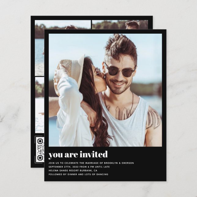 Convite para Casamento de Código QR de Foto Modern (Frente/Verso)