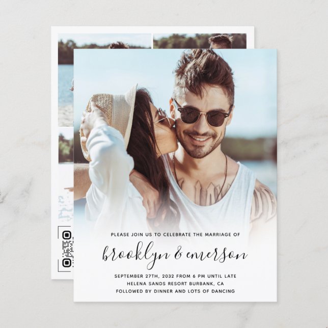 Convite para Casamento de Código QR de Foto Modern (Frente/Verso)