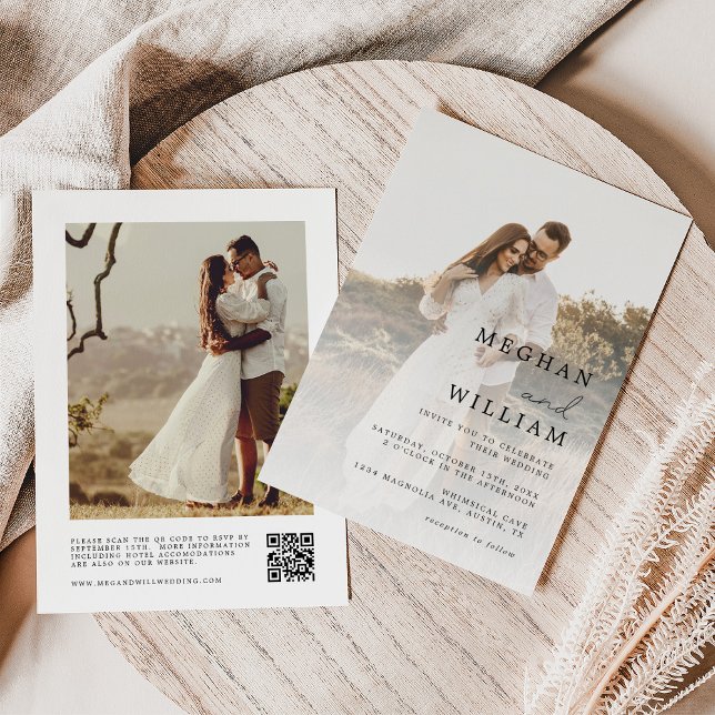 Convite para Casamento de Código QR de Foto Rustic (Criador carregado)