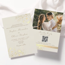 Convite para Casamento de Código QR de Marfim Dour
